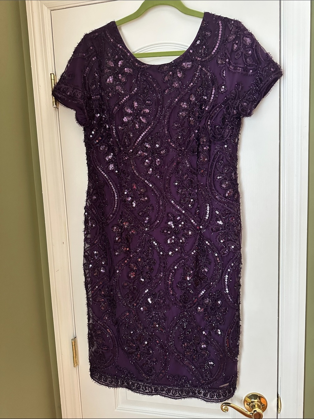 Embellished Purple Beaded Midi Dress